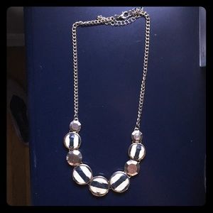 Blue, Cream and Gold Statement Necklace